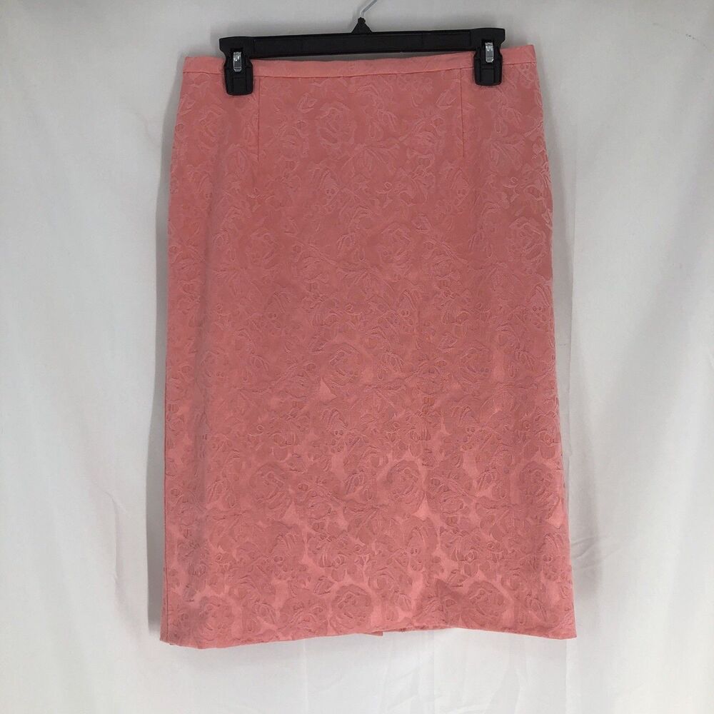 Pendleton Floral Jacquard Pencil Skirt Coral Pink Lined Size 4 Office Casual